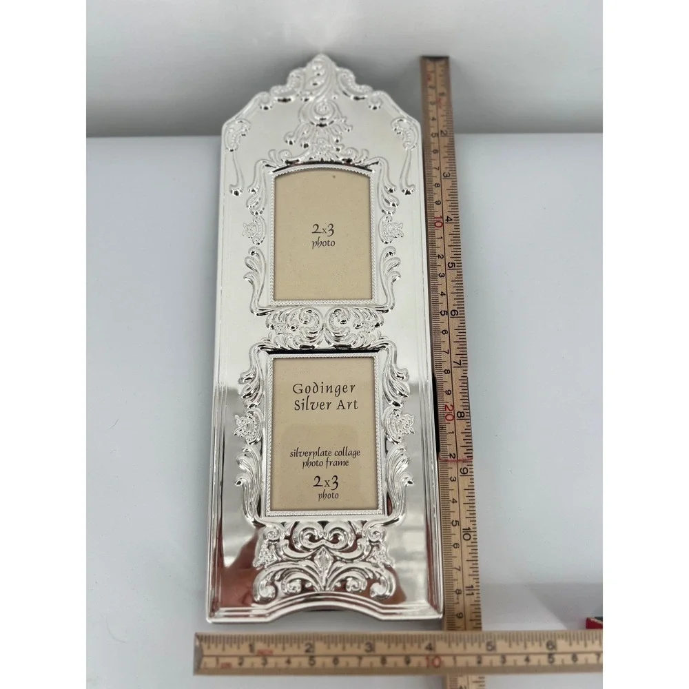 Godinger 20th Century Baroque Silver Plated Collage Frame 2x3 Vintage Ornate